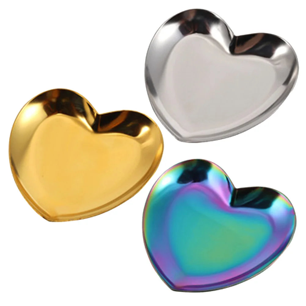

3pcs Palette Stainless Steel Heart Shaped Mixing Plates for Gel Metal Nail Pallet Polish Nail Painting Tools Supplies