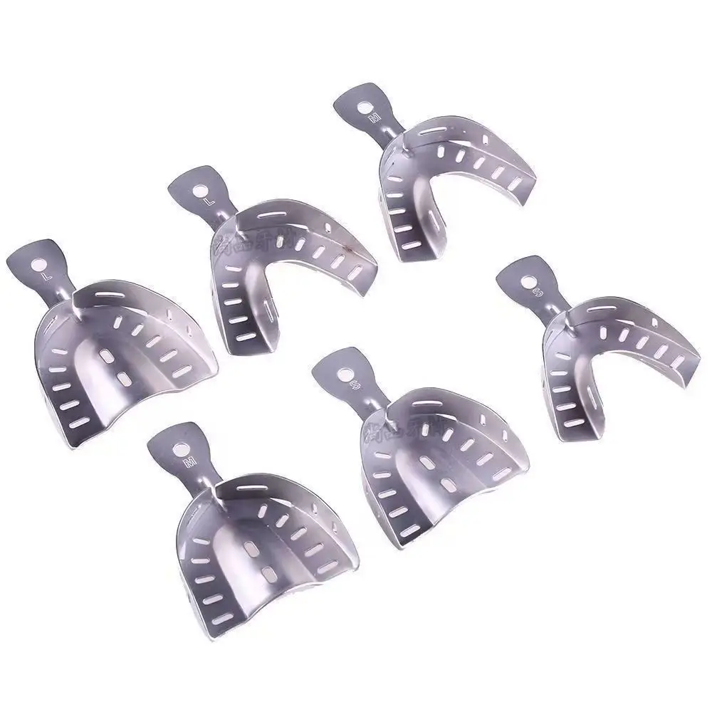 6pcs/set Lab Stainless Steel Lab Tray Metal Impression Tray All-in-one Molded Lab Tray Tool s