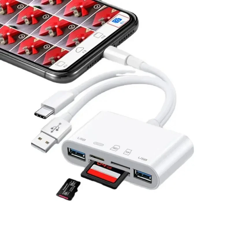 ACT USB Cardreader met USB-C/USB-A connector en 2 kaartsleuven - voor (Micro) SD/TF/MMC - USB3.0