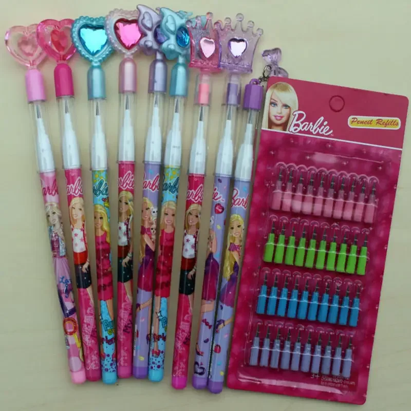 12Pcs Pink Mechanical Barbie Pencil Cartoon Princess 0.5Mm Students Writing Pens Girl Kawaii Pendant Doll Stationery School Gift image 4
