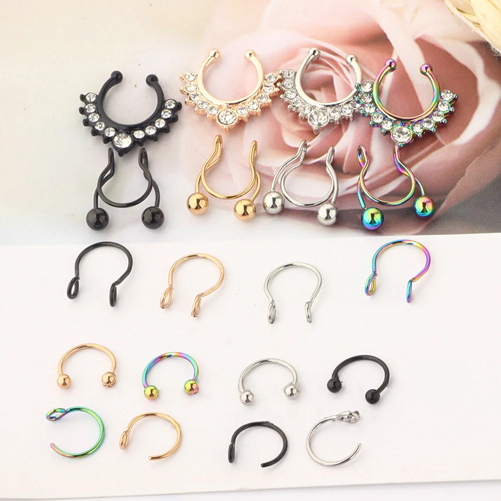 

1 set 1 Set Stainless Steel No Piercing Nose Ring Clip Women Nose Cuff Jewelry Decor Party Dance Performance Accessory