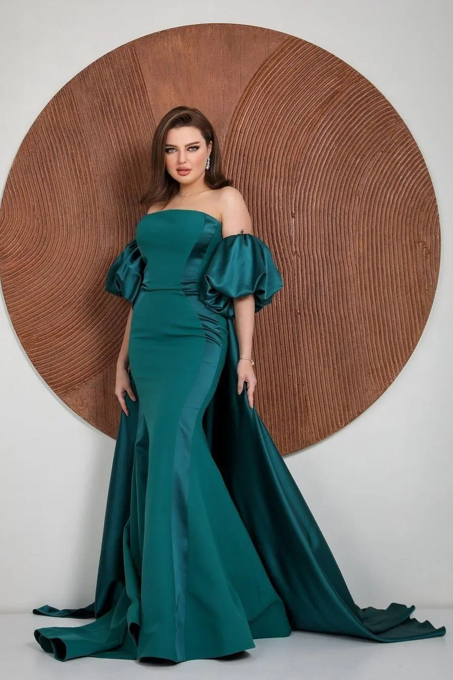 Vestidos de noite 2024 caçador verde sereia longo fora do ombro mangas curtas formal vestidos de baile feminino com saia feito sob encomenda