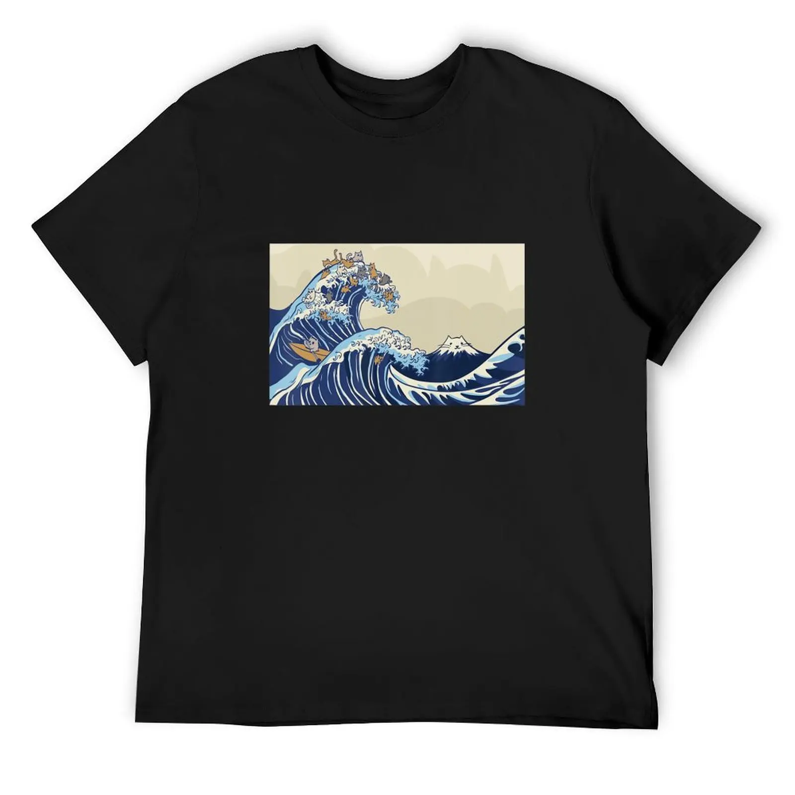 Cute Cat Japanese Surfing Great Wave T-Shirt graphic t shirts korean fashion custom shirt funny t shirts for men