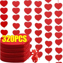 Red Hearts Garland Love Hanging String DIY Wedding Valentines Day Birthday Party Home Bedroom Curtain Door Decoration Supplies