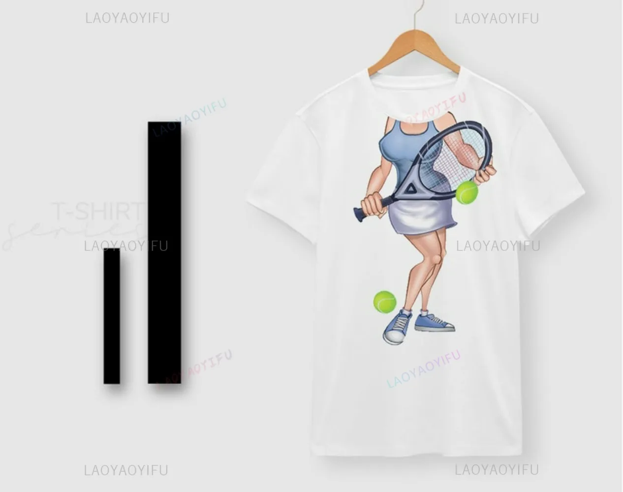 여성용 테니스 코튼 티셔츠 맞춤형 만화 프린트 신선하고 밝은 디자인 스타일 젊고 활력 넘치는 스포츠 시각적 영향