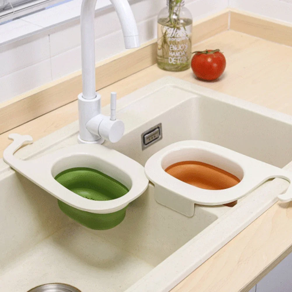 Drain Basket Sink Drain Basket Triangular Plastic Water Filter Rack Kitchen Storage Basket Vegetable Washing Basket