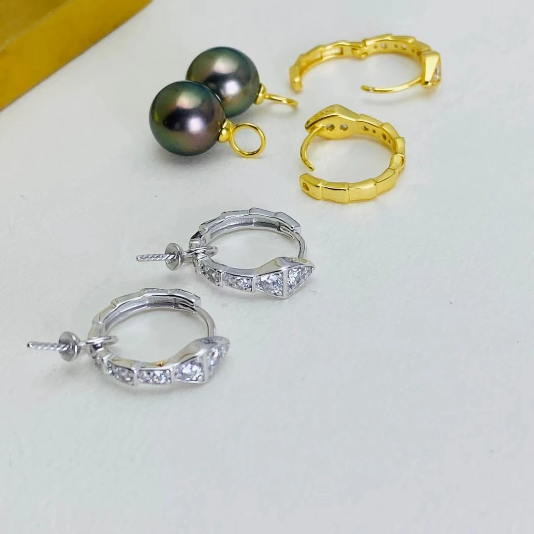 Wholesale 925 Sterling Silver Earrings Mount Findings Settings Base Mounting Parts Accessory for 9-12mm Pearls