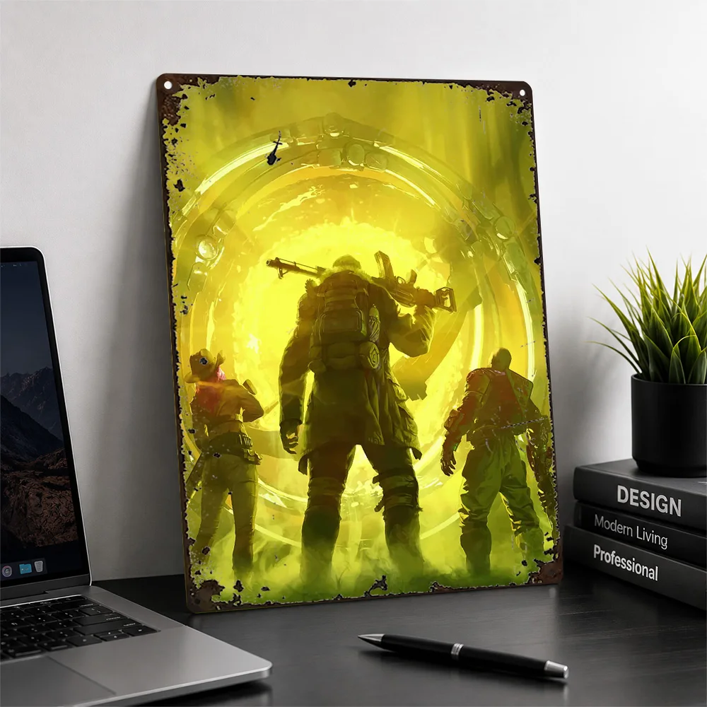 Wasteland Soldiers In Tunnel Textured Metal Poster Graphic Wall Art For Entertainment Room Personalized Aluminum Sign Gamer Gift
