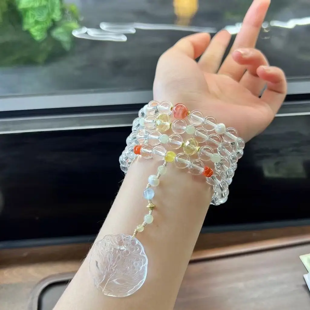 

Welfare impulse! White crystal 108 bracelets pendant, transparent and non-miscellaneous multi-circle winding temperament bracele