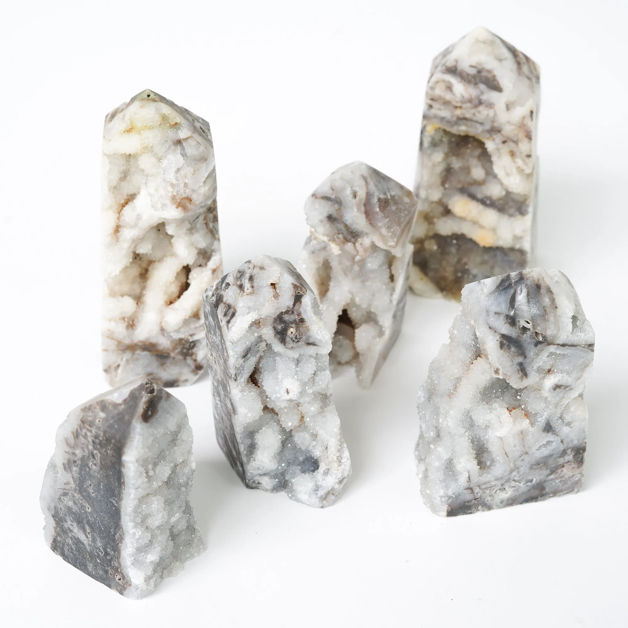 Natural agate Geode Crystal irregular pillar Reiki point Healing Specimen mineral Room Decoration Energy collection Ornament