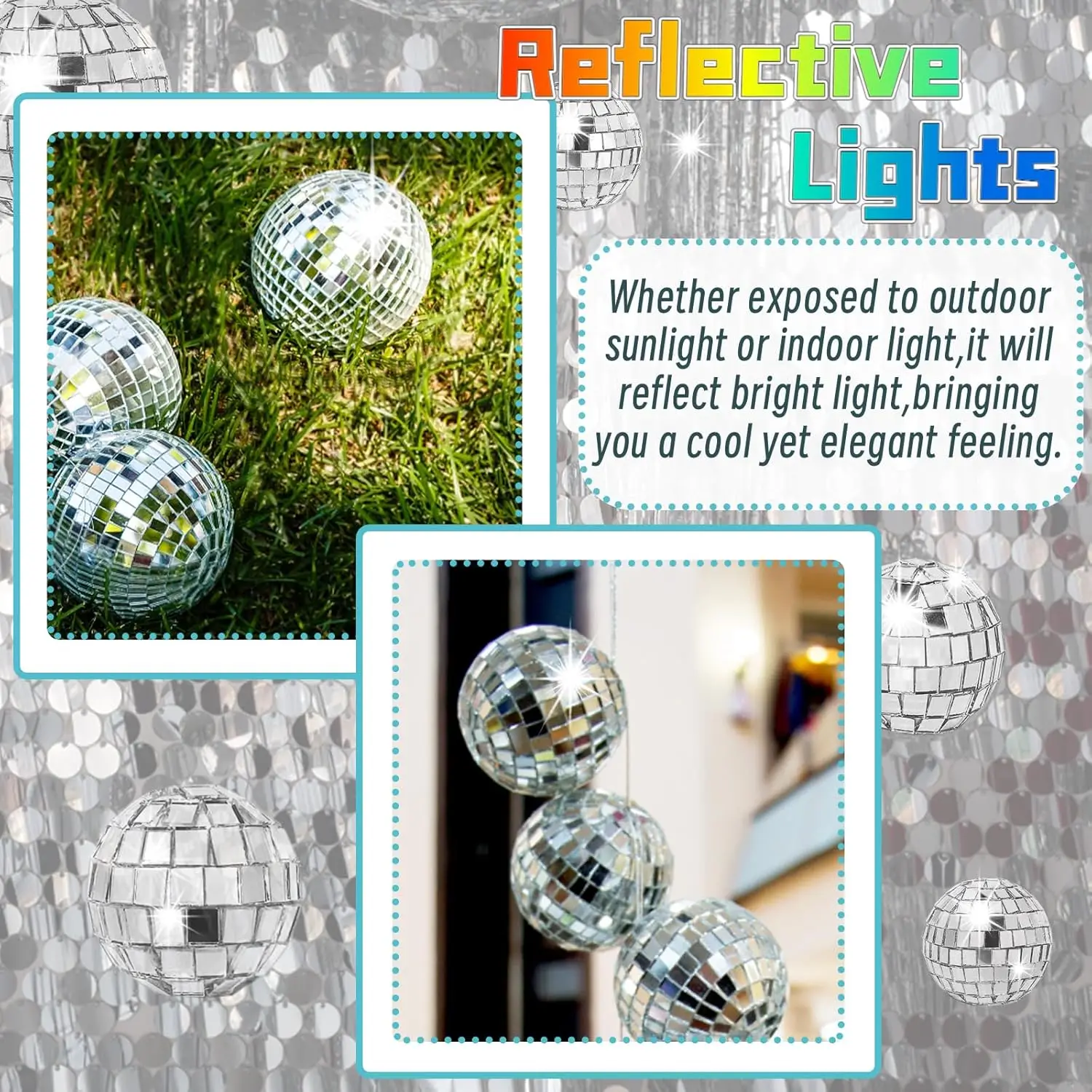 50 Pcs Disco Ball Cake Decoration,Mirror Ball Cake Topper 70s Themed Party  Disco Ball Ornaments for Christmas Tree Dance Music