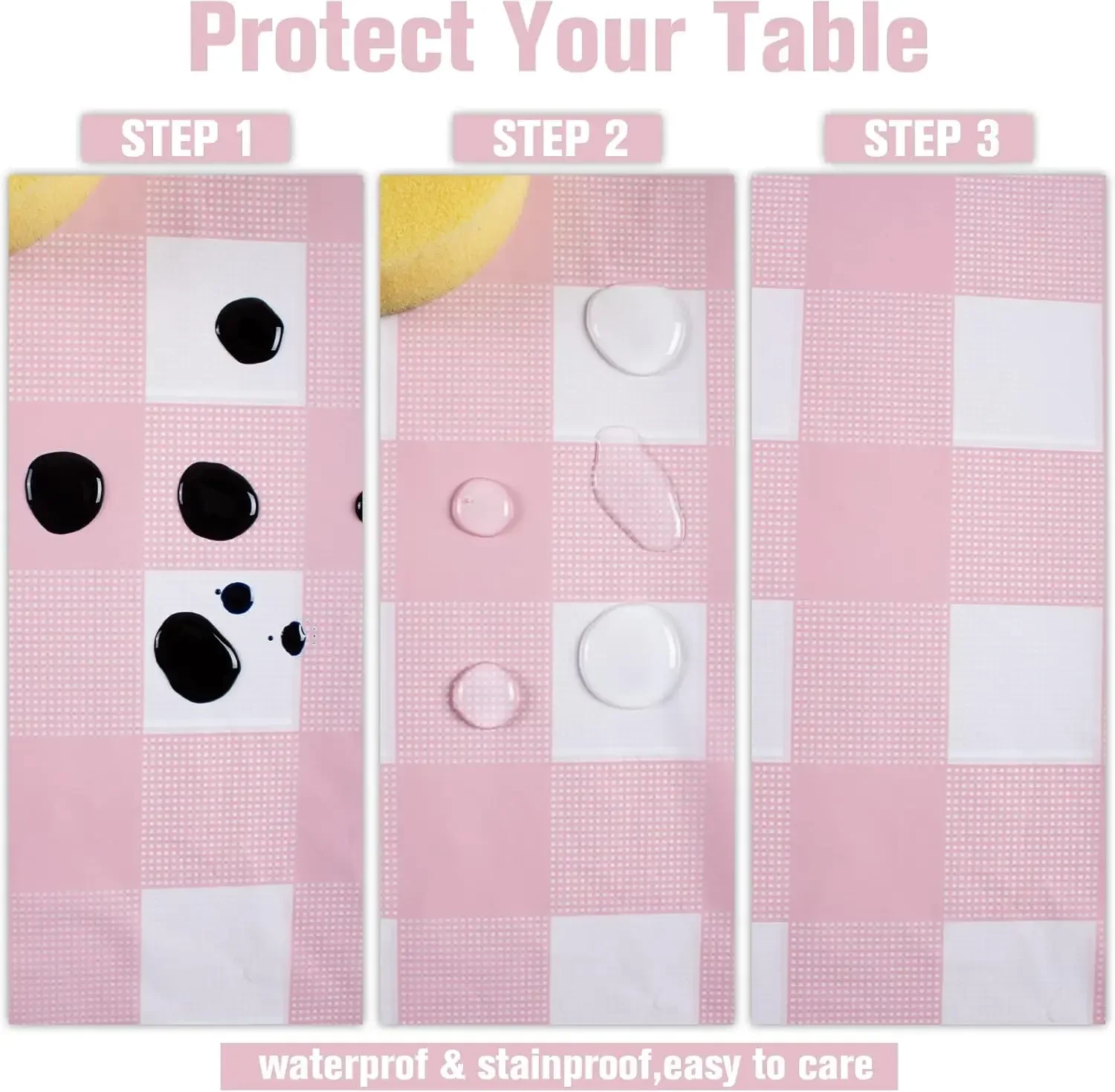 Retro roze pasteltafelkleed 54"x108" |   Robuust waterdicht kunststof voor picknick- en koffieshopdecor |    Feestachtergrond