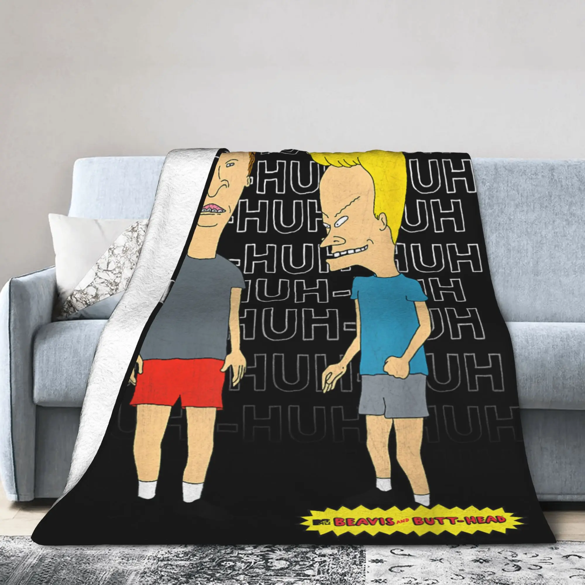 Beavis and Butt-Head Laughing Blanket  Picnic Flannel Throw Blanket For Home Decor Warm Design Quality Bedspread Gift Idea