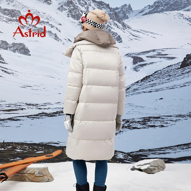 Astrid Women\'s Winter Jacket Hooded Belt Fake Two Piece Long Parkas Padding Puffer Quilted Coat Thick Female Clothing Snow Wear