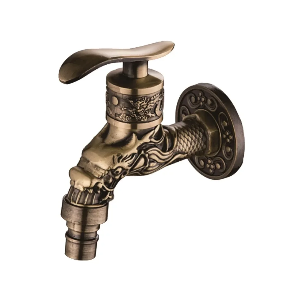 Outdoor Faucet Carving Wall Mounted Zinc Alloy Antique Faucet Garden Washbasin Faucet Decorative Garden Mop Faucet Outdoor Sink