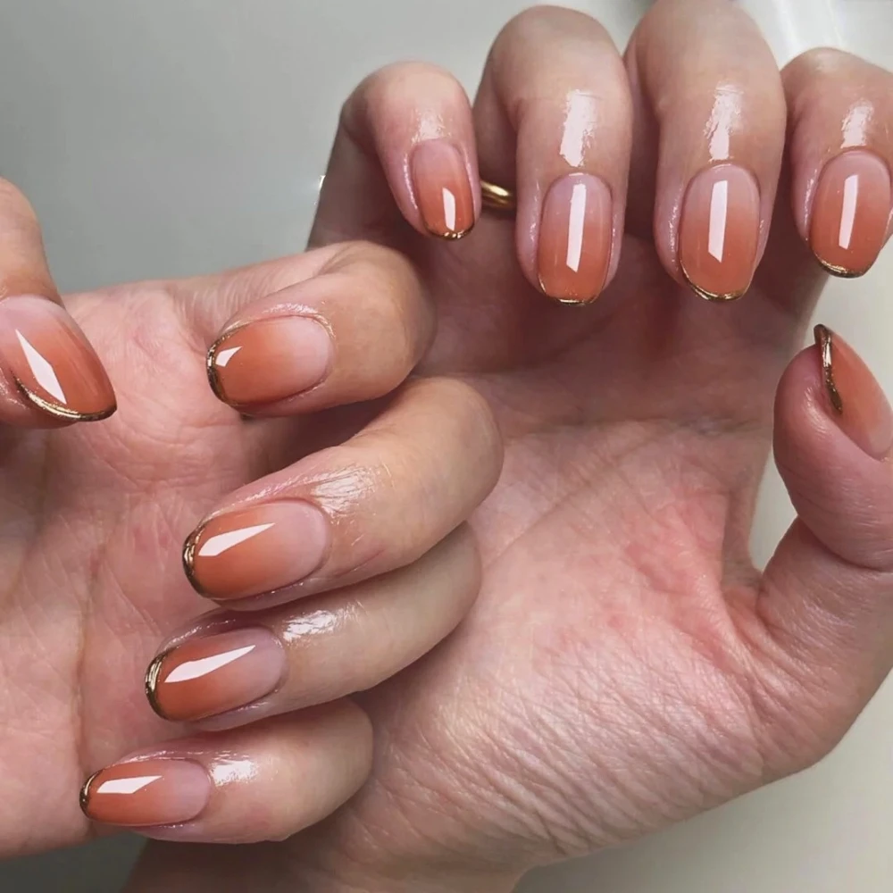 

10Pcs Handmade Short French Almond Fake Nails Kit with Adhesive Nail File Set Simple Press-On Manicure for Easy Application