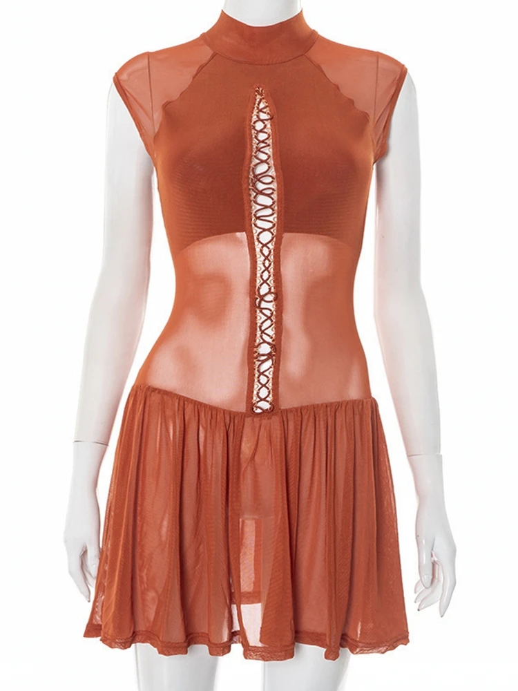 فستان نسائي قصير أنيق فاخر رسمي برقبة دائرية موضة بدون أكمام للسهرة وحفلات الشارع فساتين 2026 لربيع وصيف #1