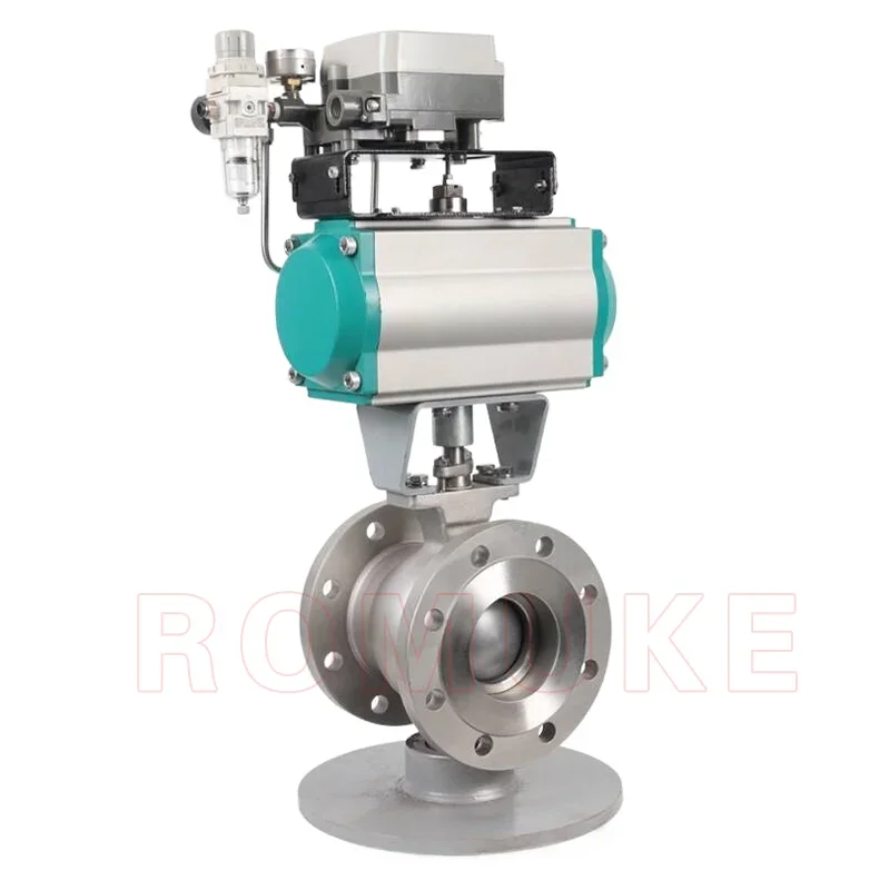 VQ647H-16P  GB Standard Stainless Steel CF8 CF3 CF8M CF3M Pneumatic Flanged V Type Ball Valve