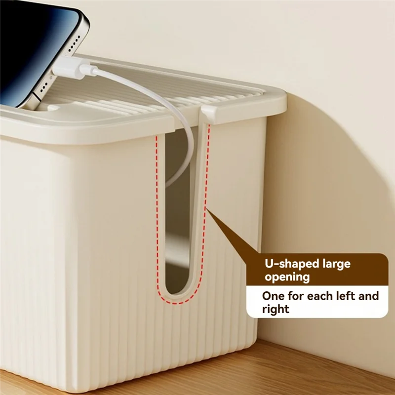 

A70P Cable Management Box With Lid To Hide Wires& Power Strips Desk Computer Cable Organizer Box B 32X15x12.5Cm