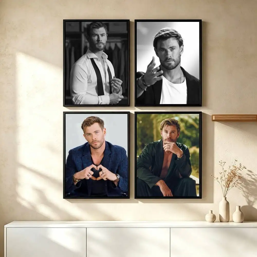 C-Chris Hemsworth Movie Star  Poster Waterproof Wall Art Sticker For Bar Living Room Vintage Decor High Quality Print Gift