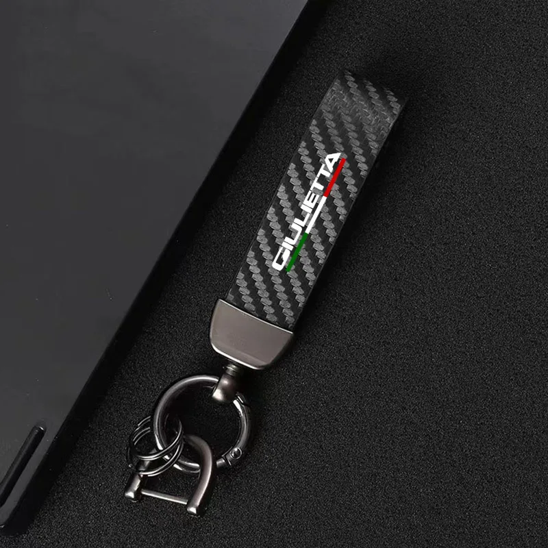 Carbon fiber Leather Car Keyring Exquisite Anti-lost Car Keychain for 147 156 159 166 Giulietta Spider GT Car Accessories