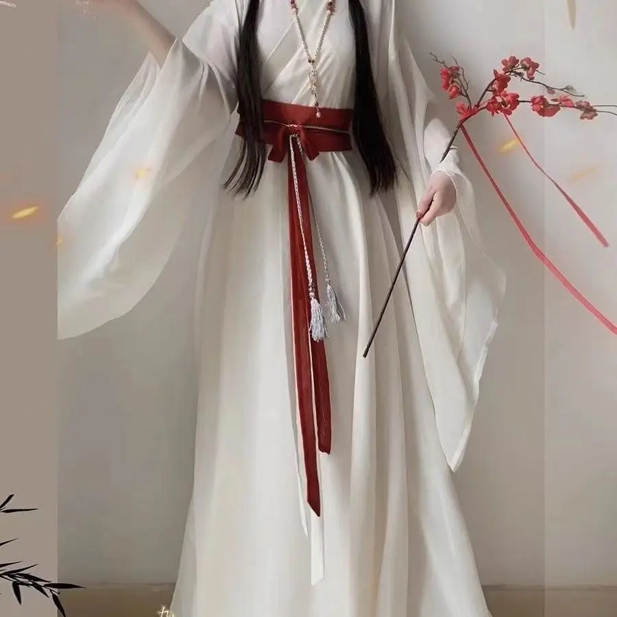 Red Hanfu Women's New 2026 Style Large Sleeve Collar Intersecting Vestment Northern And Southern Dynasties Revival Wei Jin Style