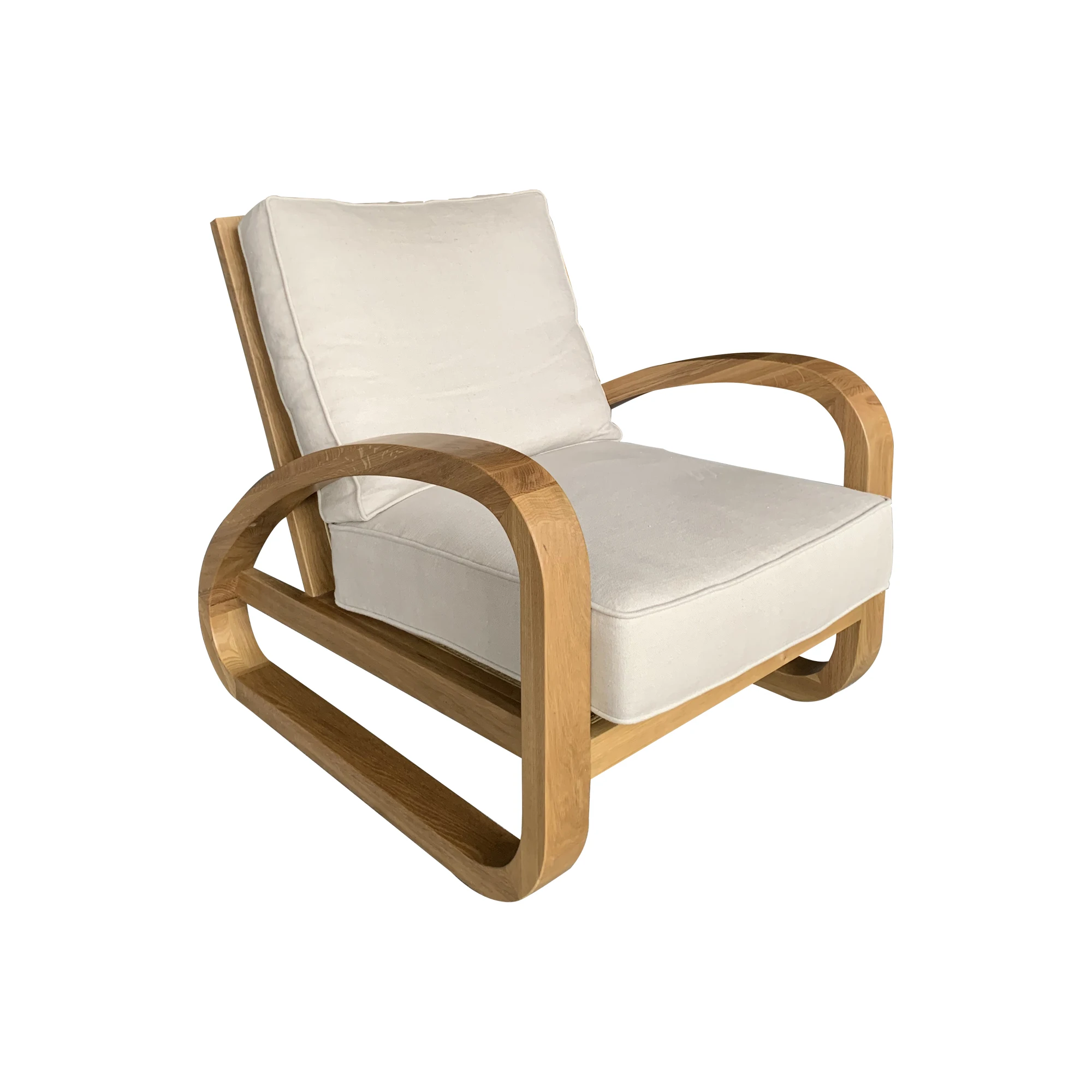 

French Louis Comfortable Wood Ash Frame Cane Seat and Back Chaise Lounge Leisure Chair with Cushions