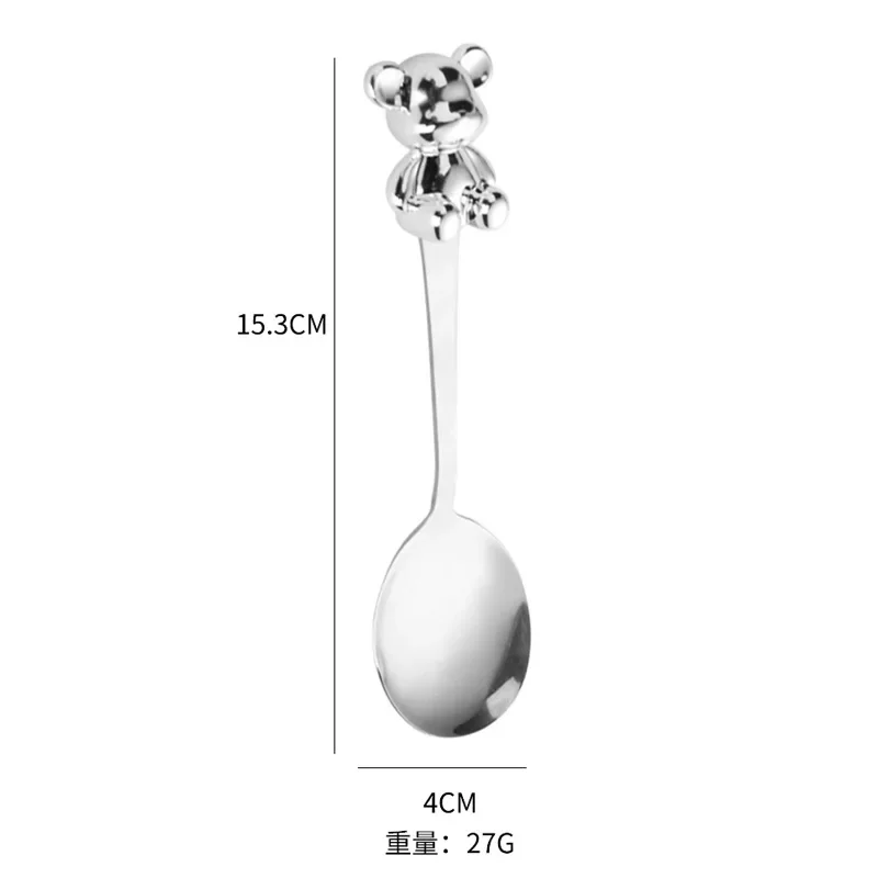 Creative Cute Bear Coffee Dessert Spoon Fork Stainless Steel Coffee Stirring Tea Dessert Scoop Cute Cartoon Bear Dinner Spoon
