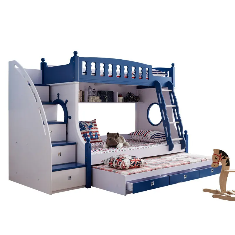 

Children bedroom furniture solid wood bunk bed multiple colors