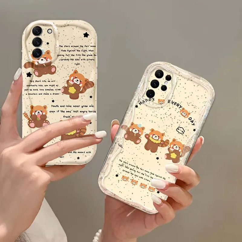 

Cute Lesser Panda Cartoon For Samsung S25 S24 S23 S22 S21 S20 A04 A05s A05 A06 Ultra Plus FE 5G Wave Oil Phone Case