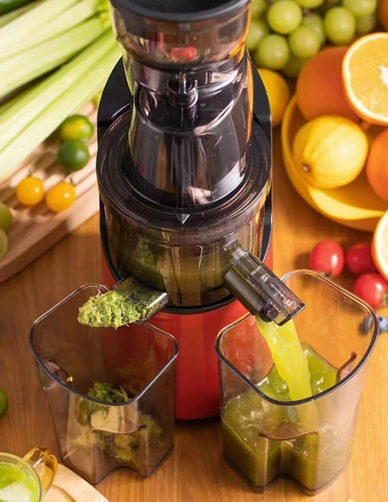 Кухонная соковыжималка для фруктов и овощей, соковыжималка холодного отжима, пищевая машина с пластиковым контейнером для бутылок соковыжималки