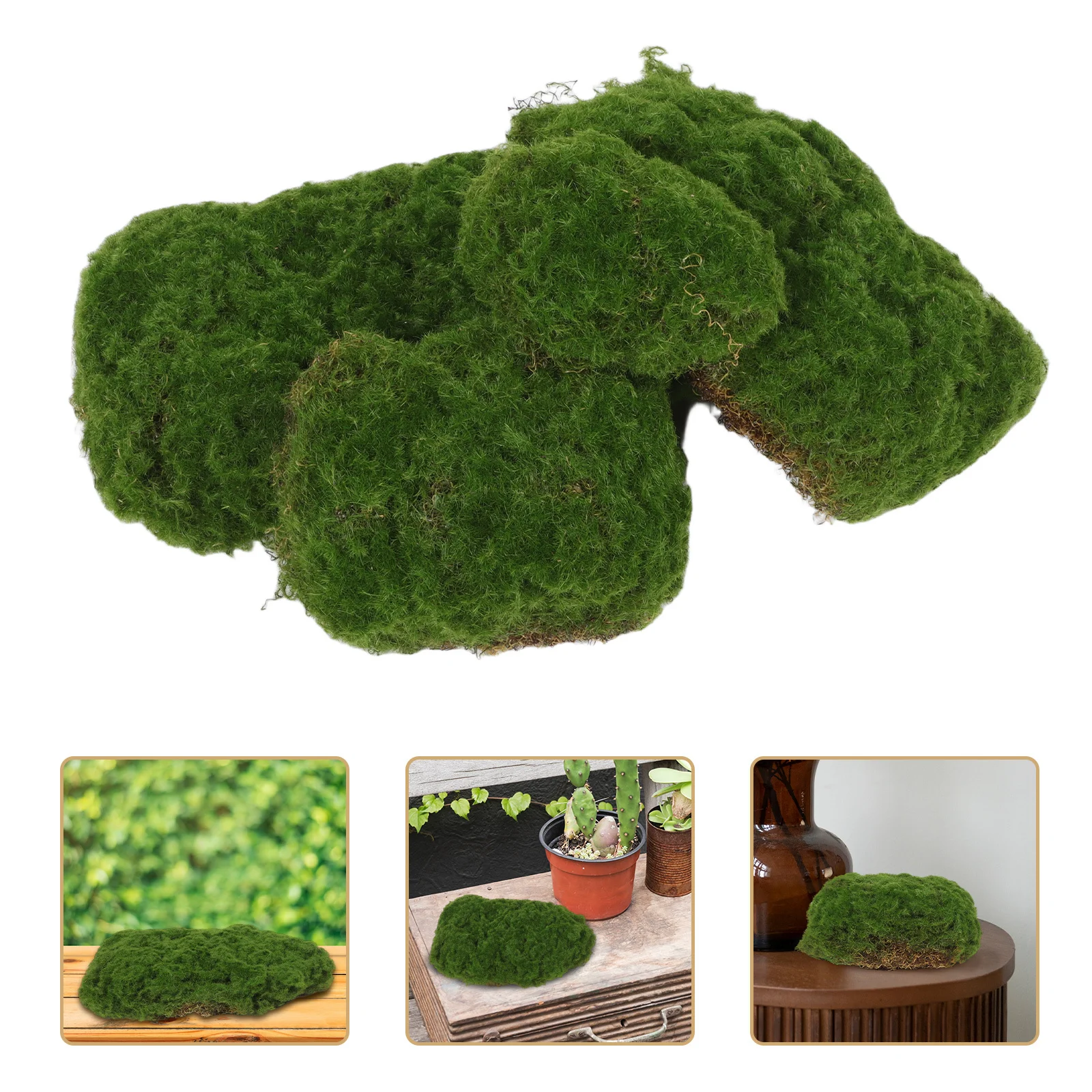 

4pcs Artificial Moss Rocks Dark Green Fake Stones For Indoor Plants Decorative Faux Rock Wall Terrarium Diy Craft Landscaping