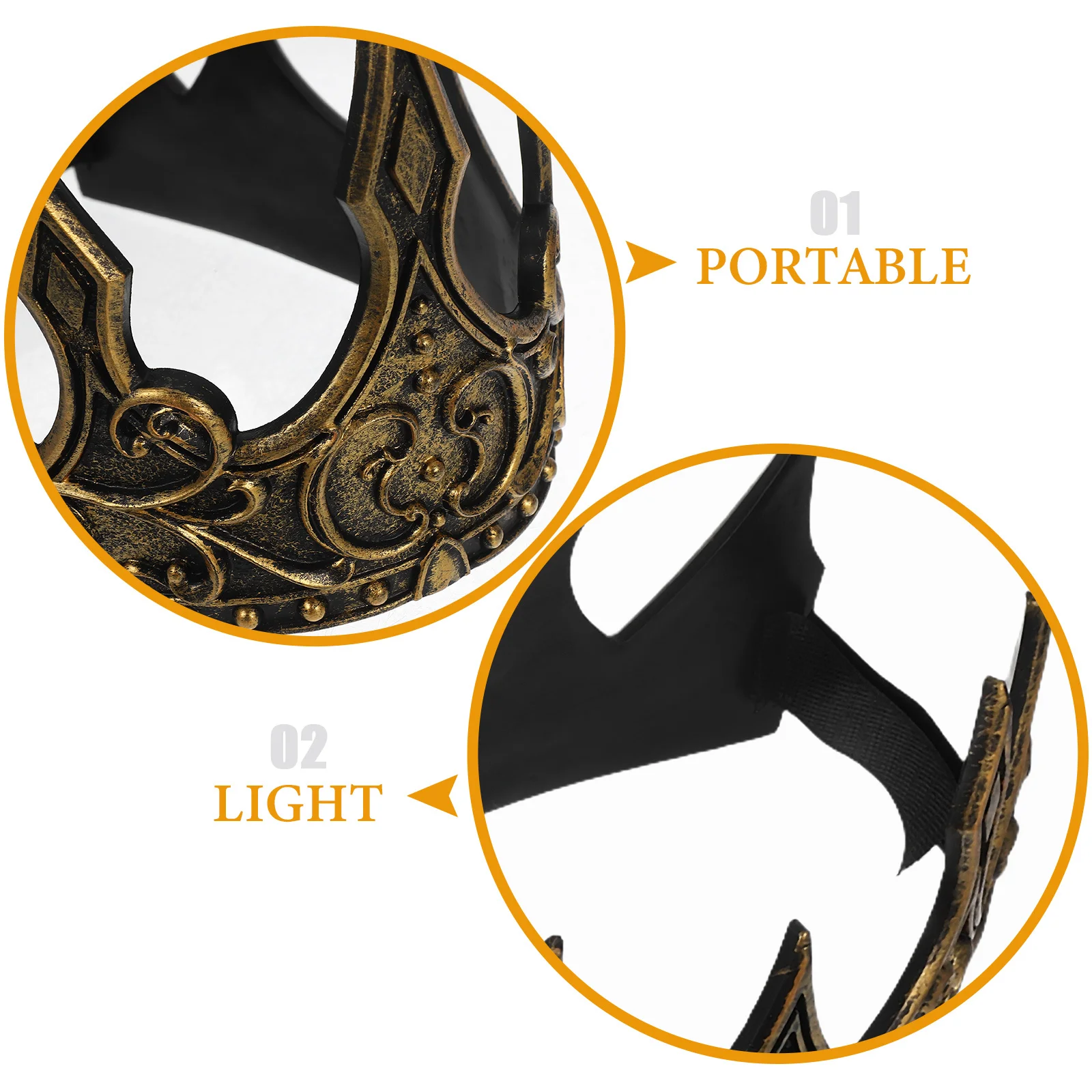 Diadema de corona Medieval para hombre, 2 uds., Pu, dorado, plateado, ajustable, Cosplay, fiesta, boda, graduación, decoración, tocado