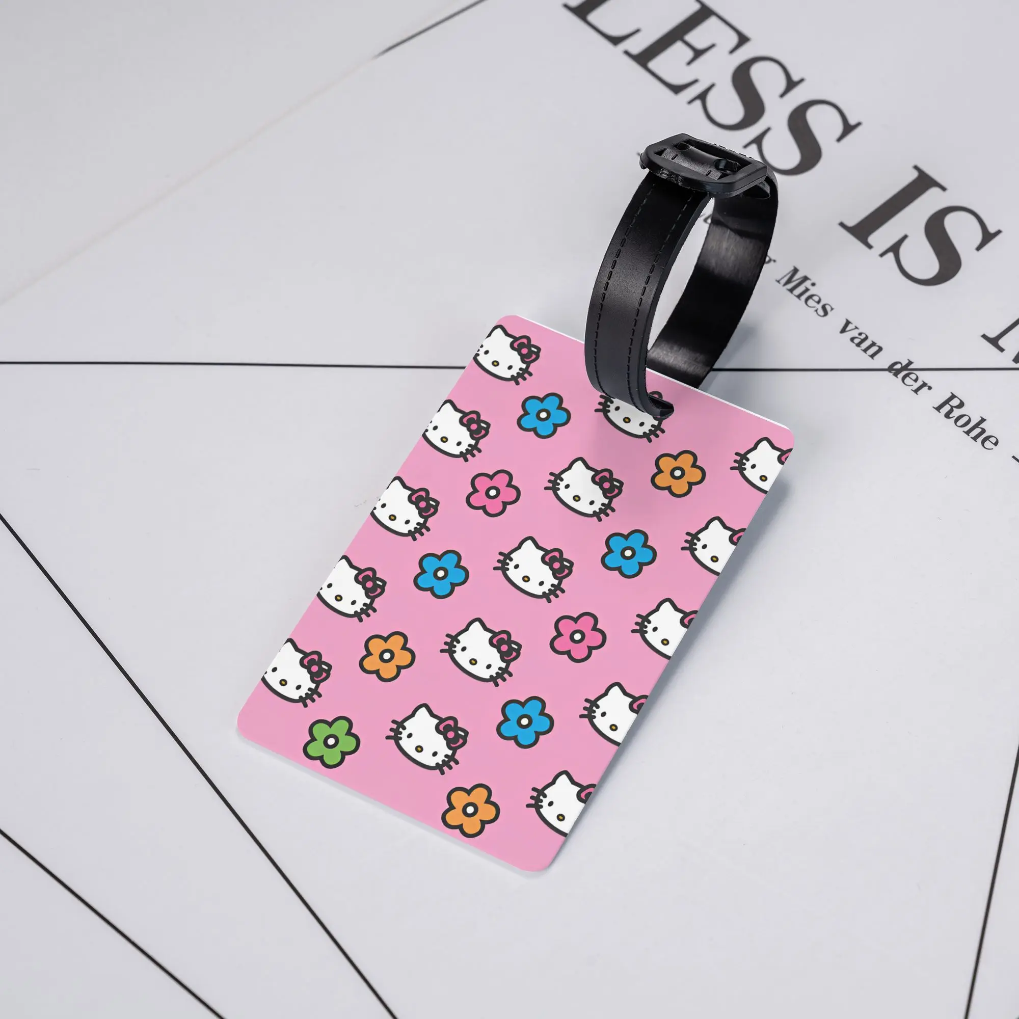 الكرتون مرحبا كيتي علامات الأمتعة حقيبة البلاستيك إكسسوارات السفر حامل الأمتعة علامة معرف عنوان الطائرات علامة الأمتعة هدية #1