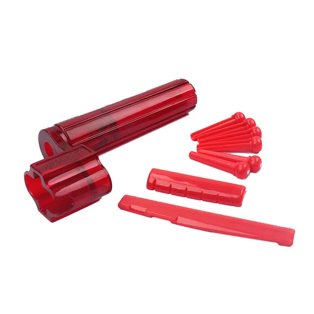

Red Plastic Guitar Saddle and Nut Replacement Kit Durable Easy to Cut Guitar Accessory for Better Sound and Playability Bridge