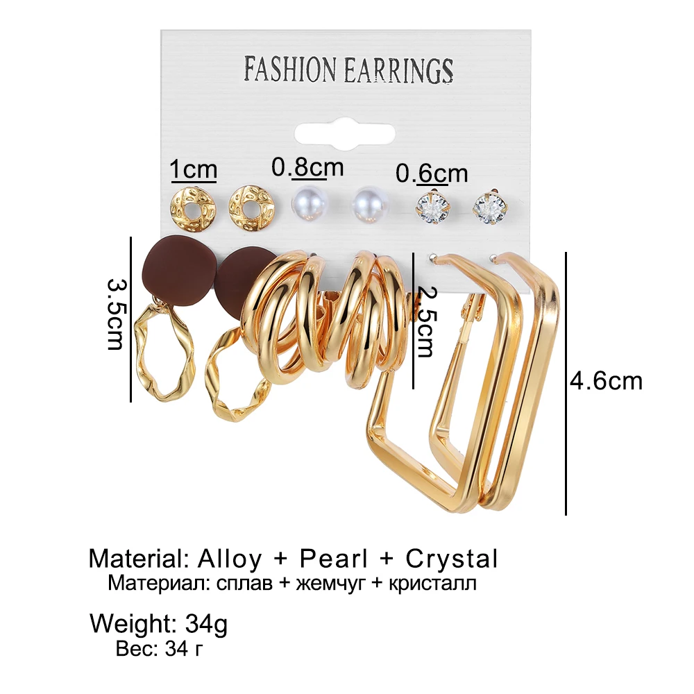 IFMIA Vintage Pearl Earrings Set for Women Metal Gold Color Dangle Earrings Heart Hoop Earrings Geometric Fashion Jewelry Trendy