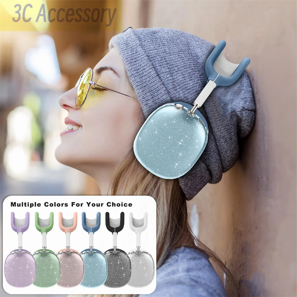 New glitter Black/Blue/Pink/Green/Clear Earphone Case For AirPods Max 3D Anti-Scratch Shell Silicone Protect For Airpods Max