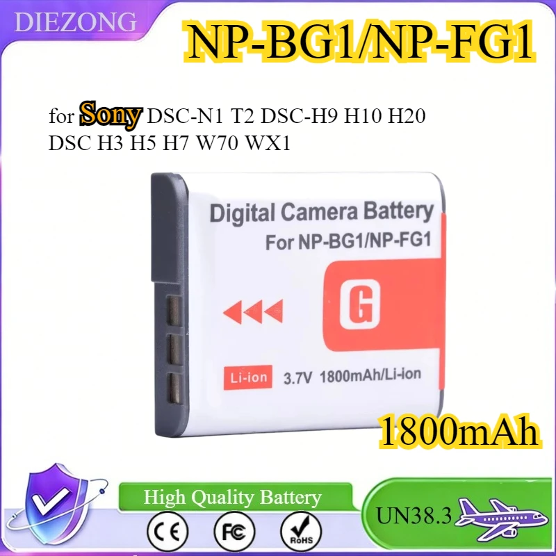

1800mAh NP-BG1 NP-FG1 NPBG1 Rechargeable Li-ion Digital Camera Battery for Sony DSC-N1 T2 DSC-H9 H10 H20 DSC H3 H5 H7 W70 WX1