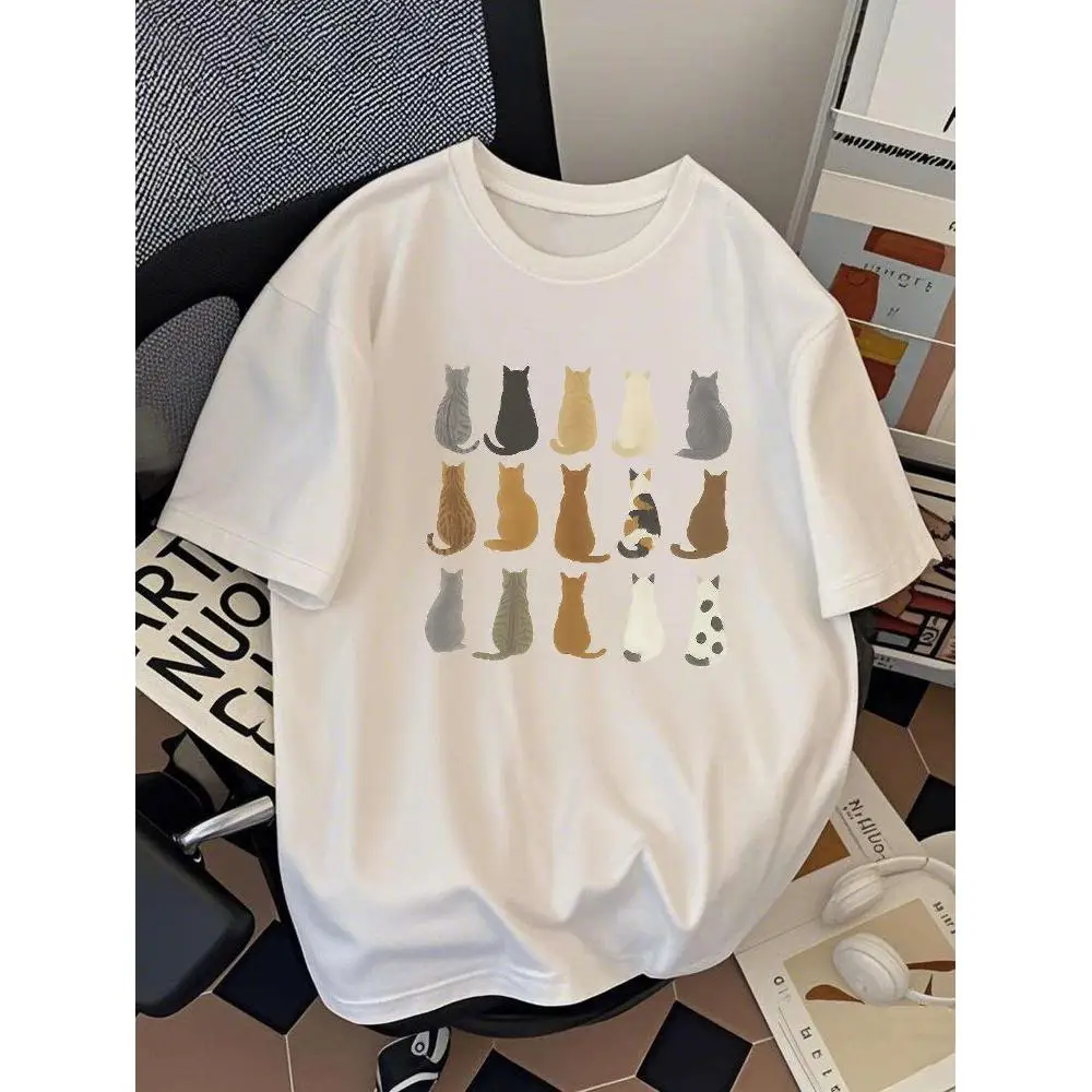 Ladies Unisex Slim Fit Geometric Print T Shirt Cotton Short Sleeve Crew Neck Top Lightweight Casual Blouse Spring Summer Gym