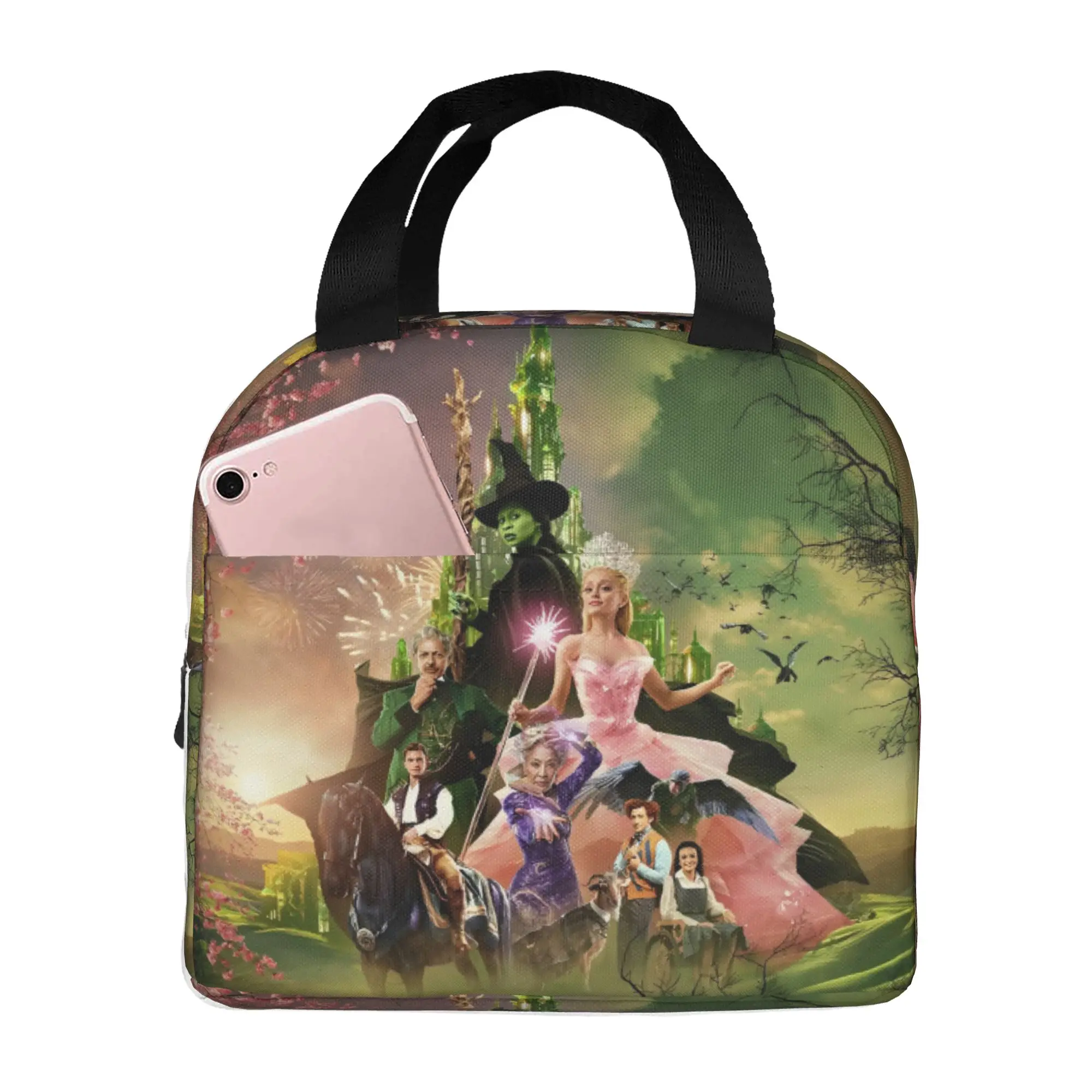 W-Wickeds Thermal Insulated Lunch Bag Glinda Elegant Good Witch Portable Lunch Container Camping Travel Multifunction Food Box