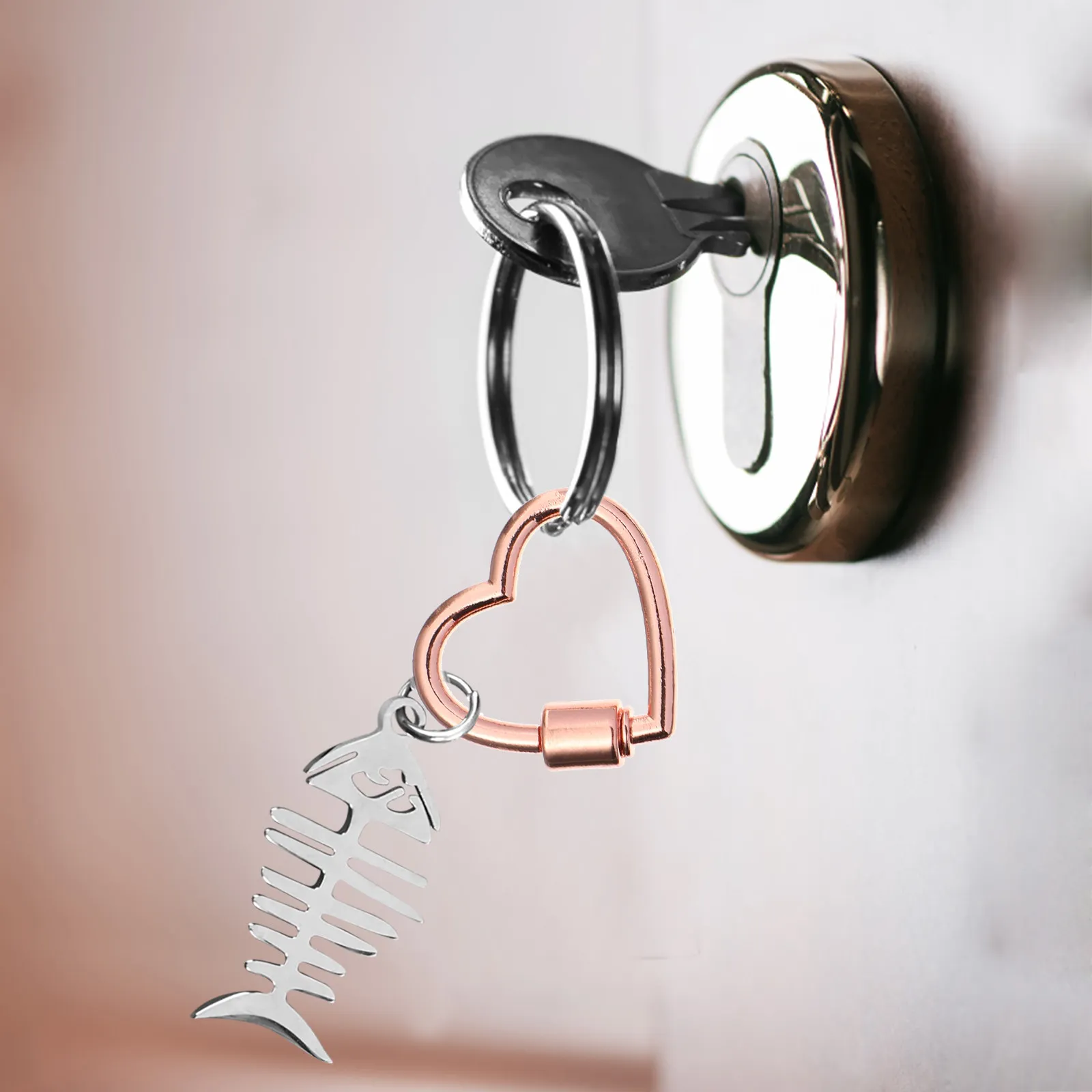 Alloy Heart Shape Key Rings 12pcs – No Deformation DIY Jewelry Making Supplies for Keychains, Bracelets, Anklets