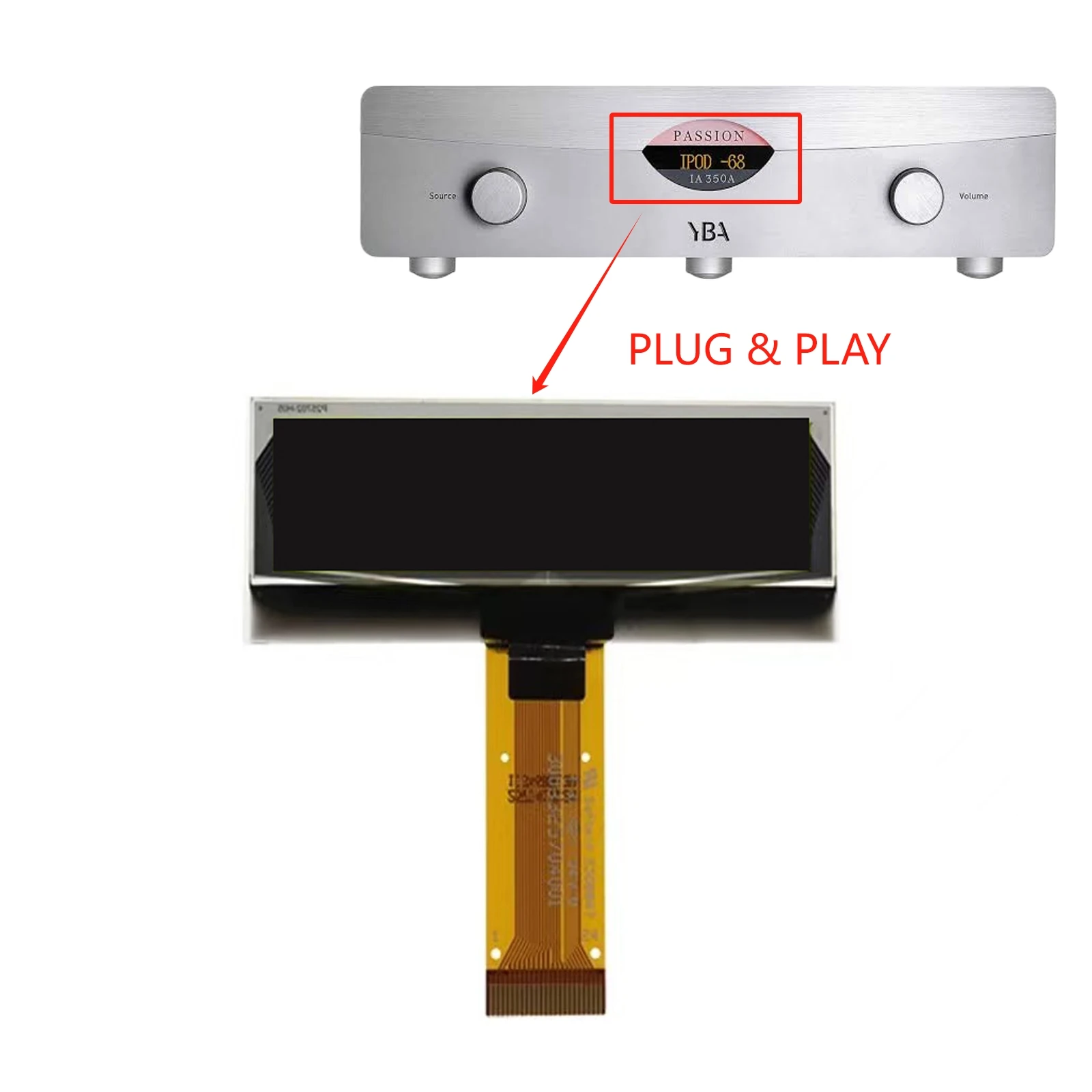 No Soldering Screen for YBA Passion IA350 IA350A Amplifier Plug and Play OLED Display Module Repair Part