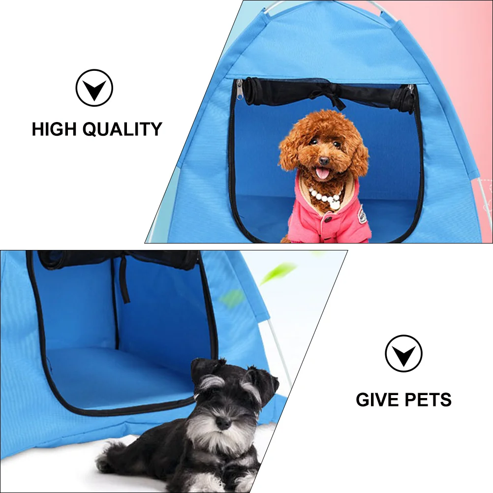 Canil para cães ao ar livre, tenda contra mosquitos para animais de estimação, abrigo dobrável, casinha de verão, fornecimento azul