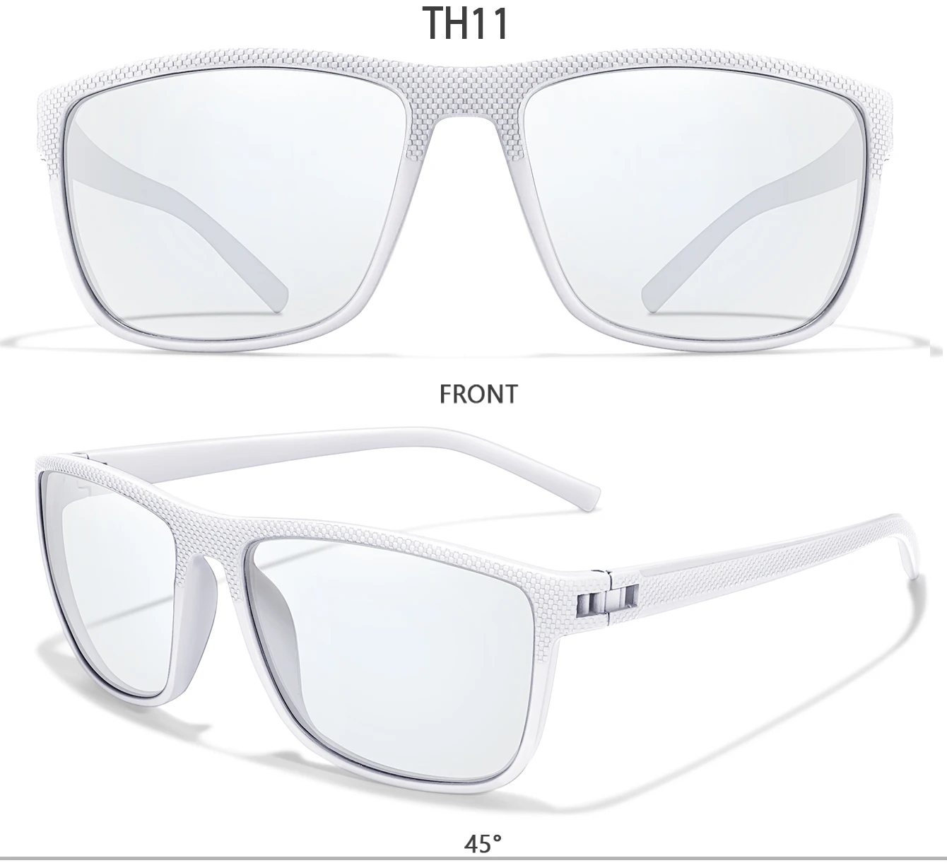 Photochrome Sonnenbrille mit PU-Etui für Damen und Herren, Vintage-Brille mit quadratischem Rahmen, zum Fahren, Angeln, Laufen, Wandern – Detail 7