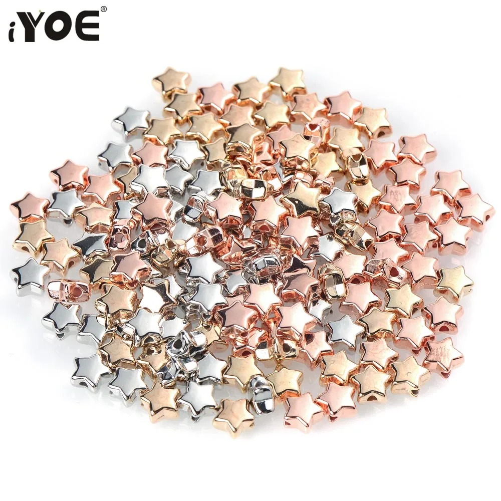 iYOE 100 sztuk CCB akrylowe koraliki w kształcie gwiazdy serce koraliki dystansowe do tworzenia biżuterii Handmade naszyjnik DIY akcesoria do bransoletki