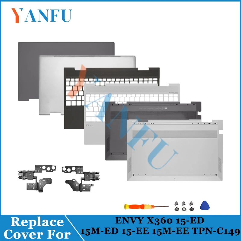 

Repalce Cover For ENVY X360 15-ED 15M-ED 15-EE 15M-EE New LCD Back Cover Front Bezel Palmrest Bottom Replace Brown HInges