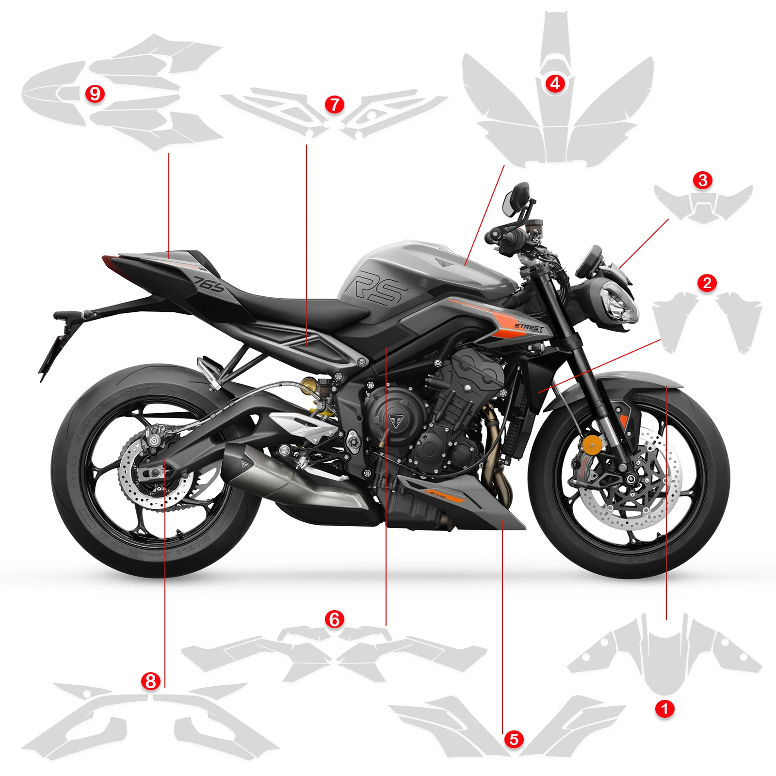 For STREET TRIPLE 765 RS 2023-2026 Waterproof Transparent Anti-skid Film Anti-UV Paint Motorcycle Full Car Protection Film