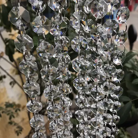 인공 팔각형 비즈 물방울 샹들리에 펜던트, 홈 장식, 문짝 커튼 조명 펜던트, 14mm, 50 개