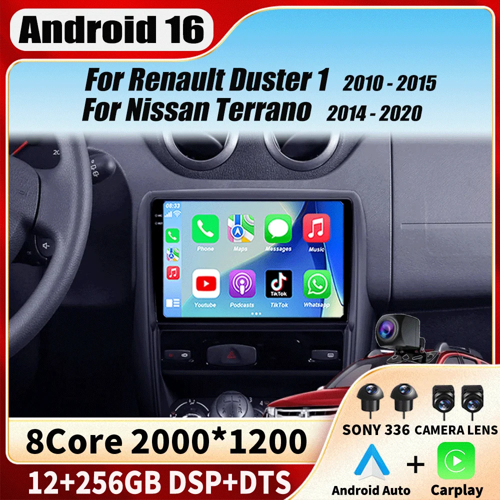 Android 16 Car Radio For Renault Duster 1 2010 - 2015 For Nissan Terrano 2014 - 2020 Navigation GPS Multimedia Player Stereo BT