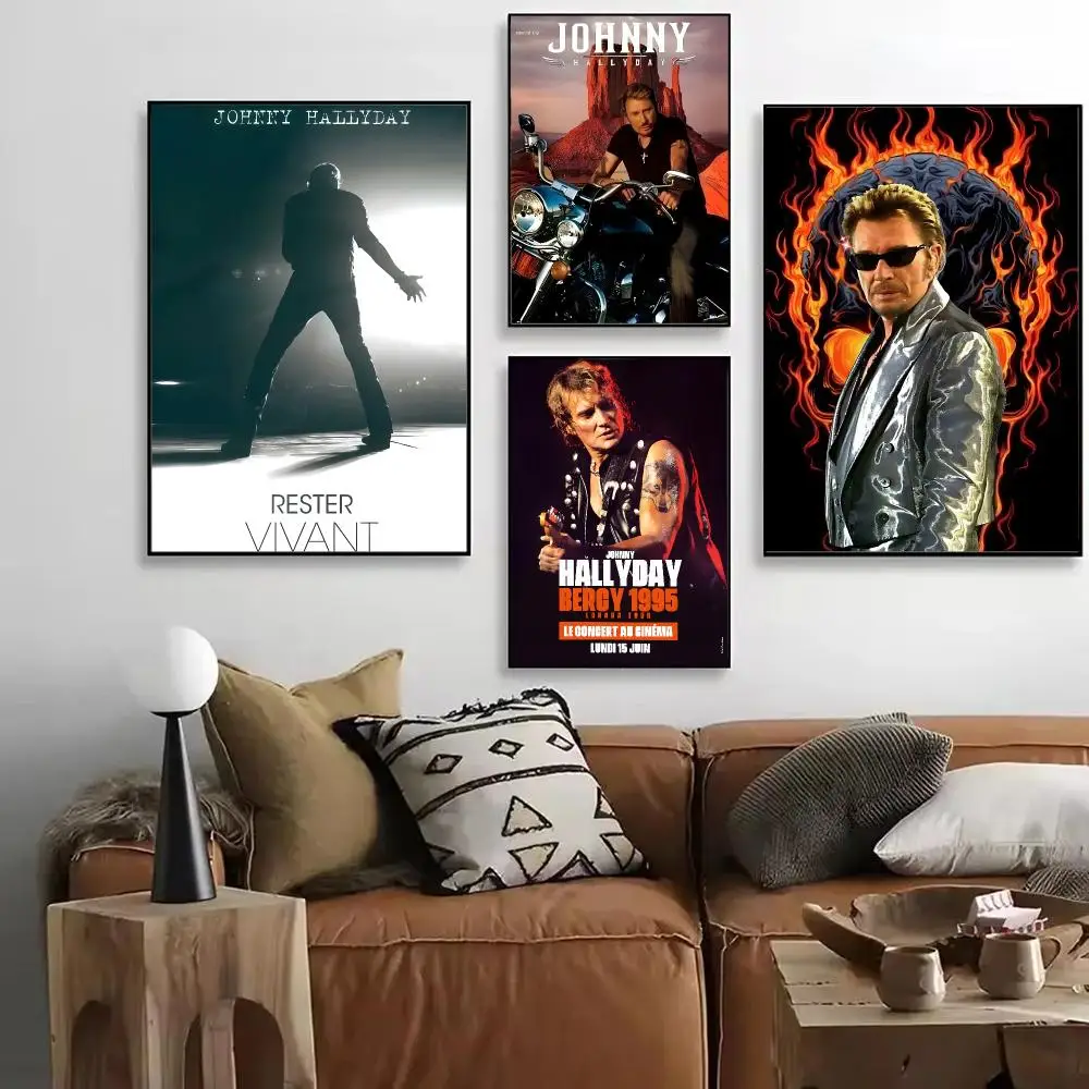 J-Johnny H-Hallyday Singer Poster Art HD Art Sticky Wall Waterproof Home Living Room Bar Decoration